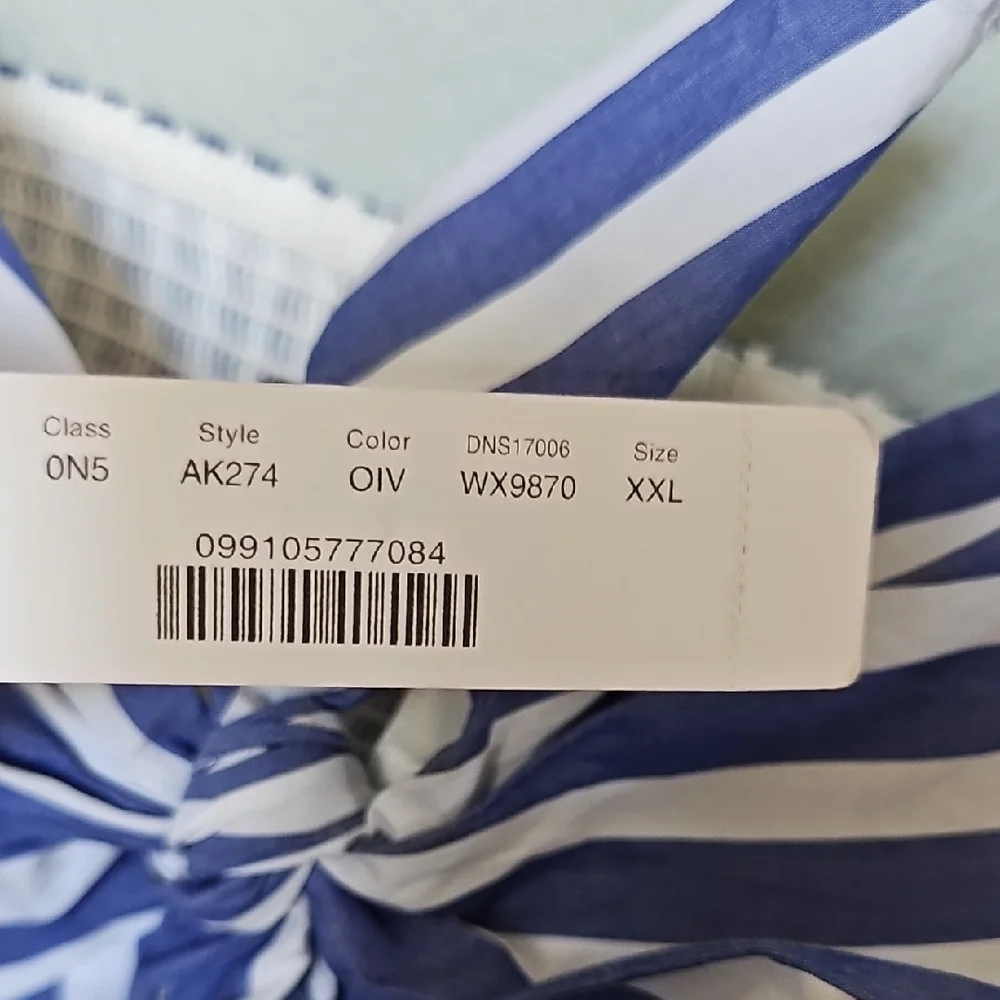 J. Crew Blue White Striped Crop Twist Tie Front Tank Smocked Back Top XXL NWT